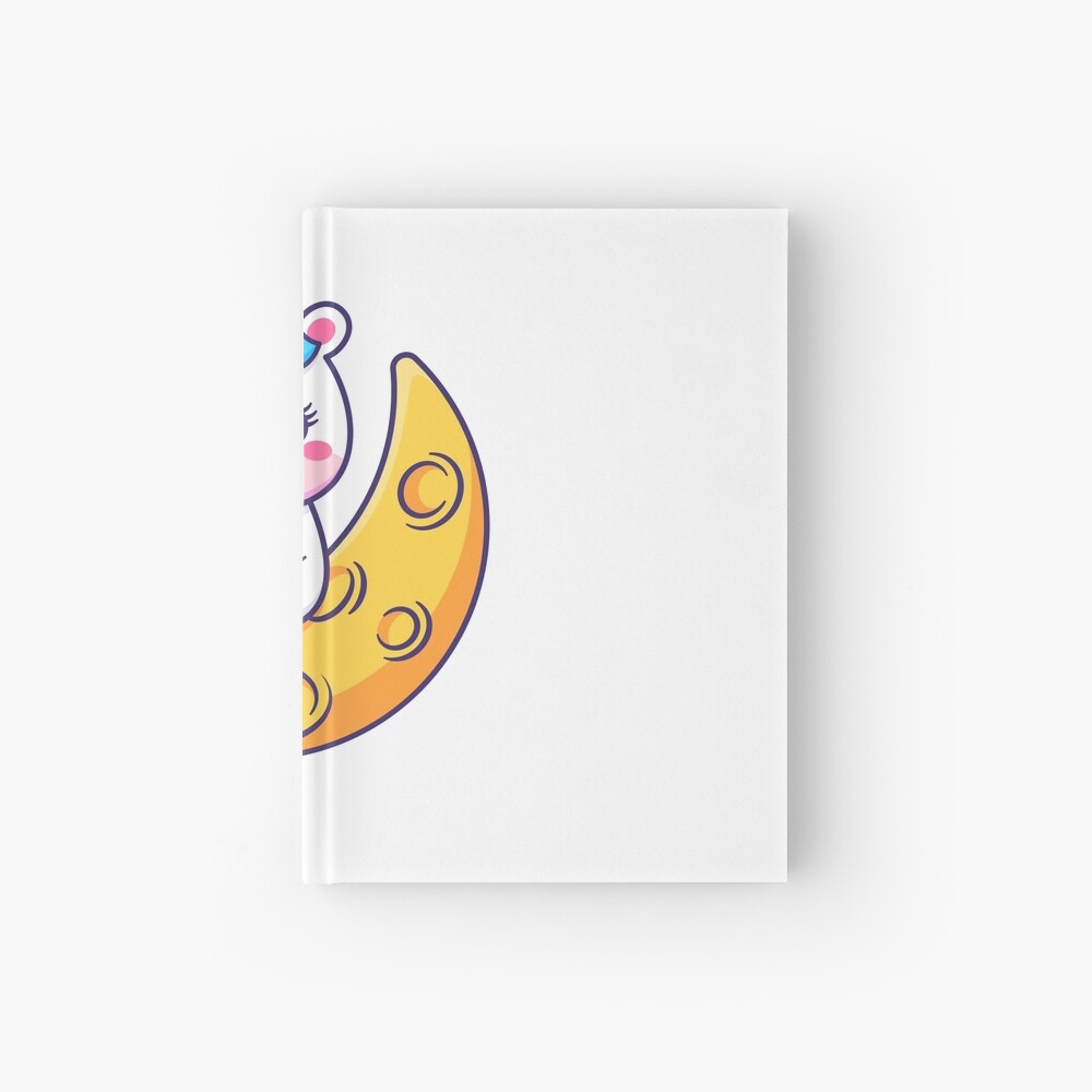Chillin' on the Crescent Moon Hardcover Journal - unicorn fantasy design by HackerLooks
