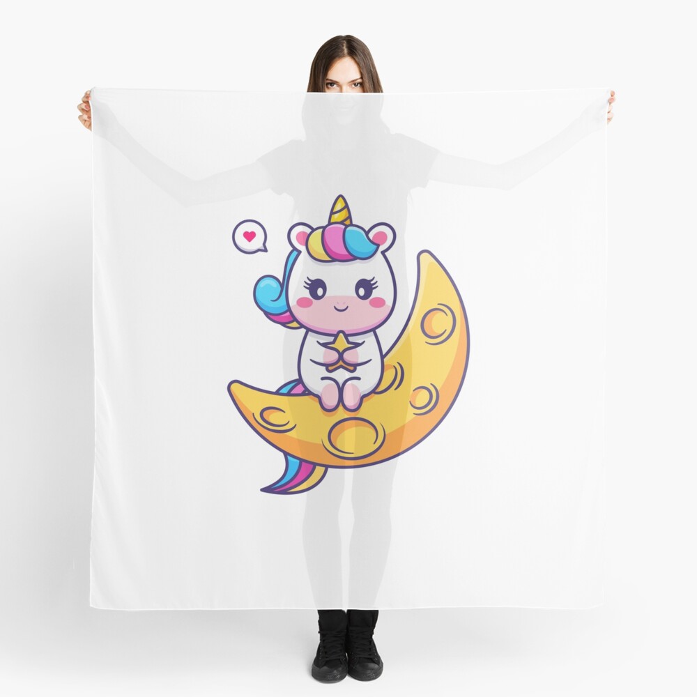 Chillin' on the Crescent Moon Scarf - unicorn fantasy design by HackerLooks