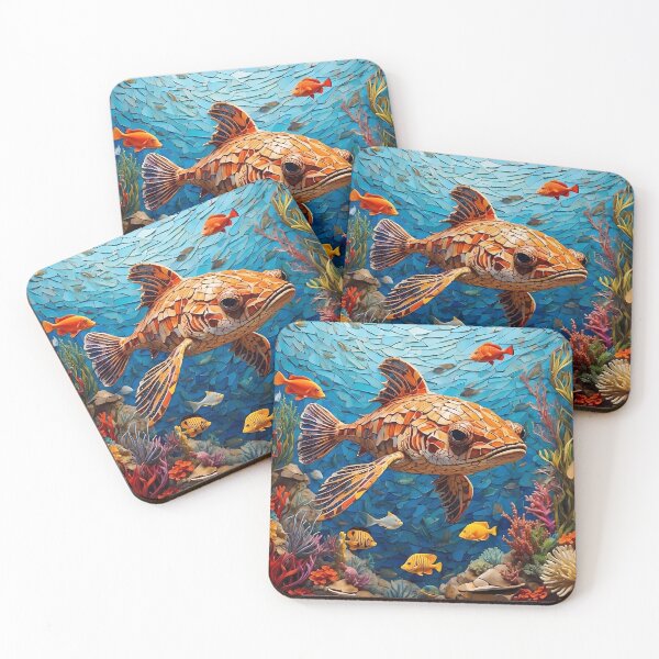 Item preview, Colorful fish mosaic tile style designed and sold by MindBlazeArt.