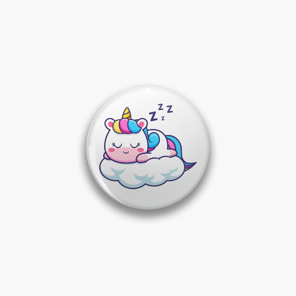 Unicorn Sleeping on a Cloud Pin - unicorn fantasy design by HackerLooks
