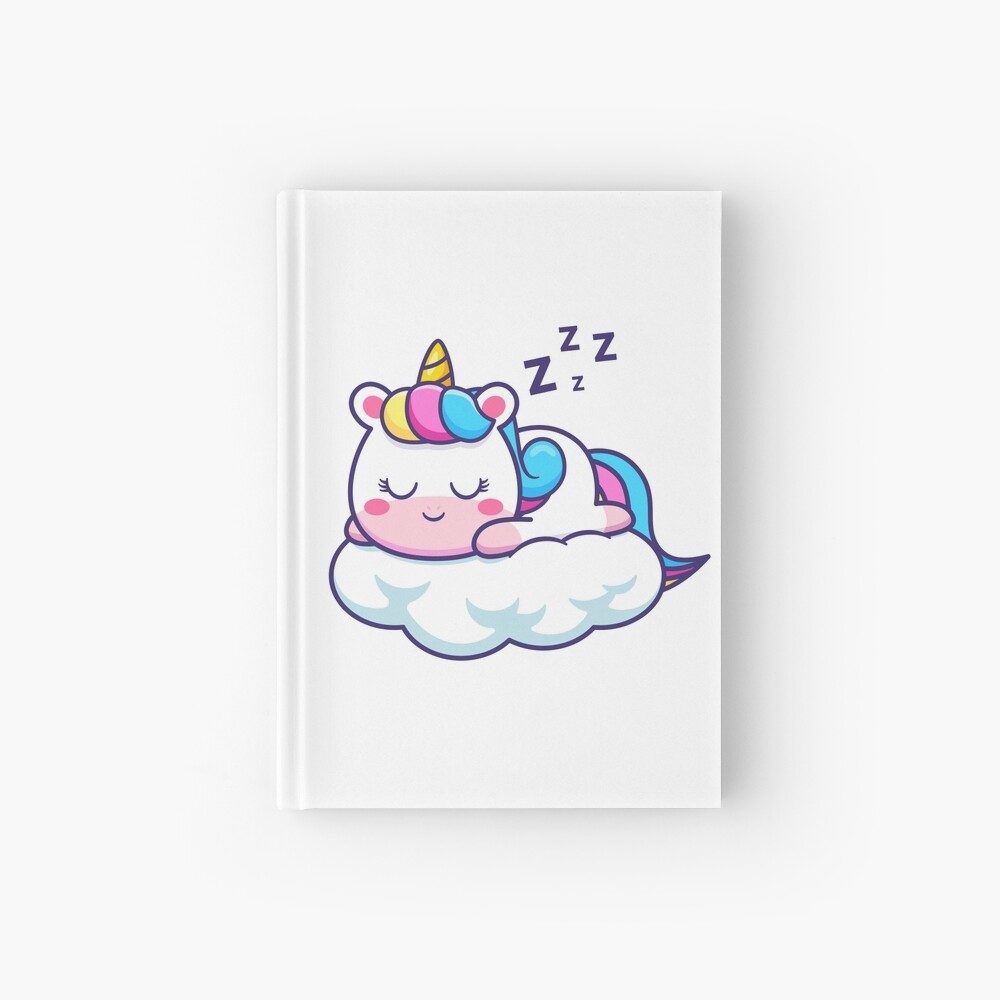 Unicorn Sleeping on a Cloud Hardcover Journal - unicorn fantasy design by HackerLooks