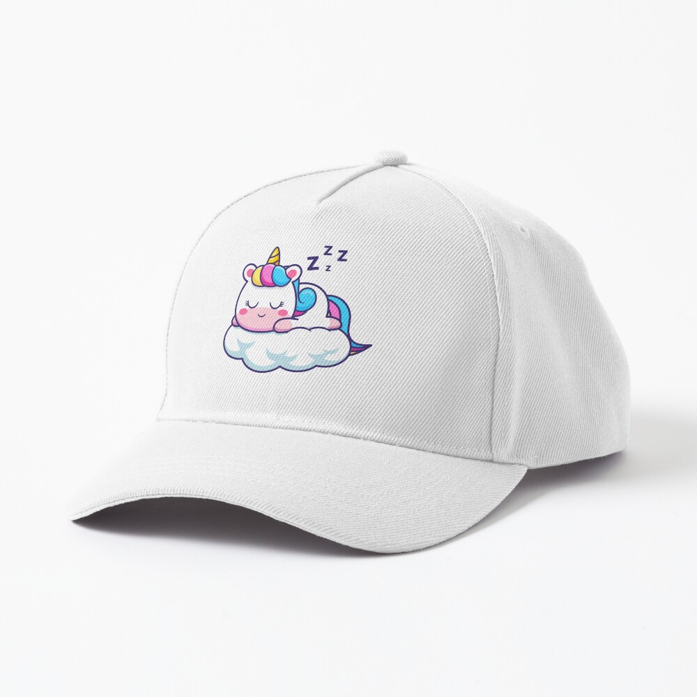 Unicorn Sleeping on a Cloud Baseball Cap - unicorn fantasy design by HackerLooks