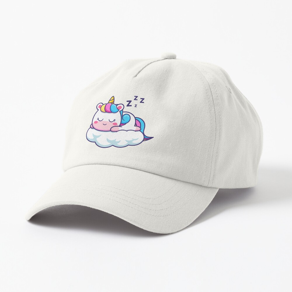 Unicorn Sleeping on a Cloud Dad Hat - unicorn fantasy design by HackerLooks