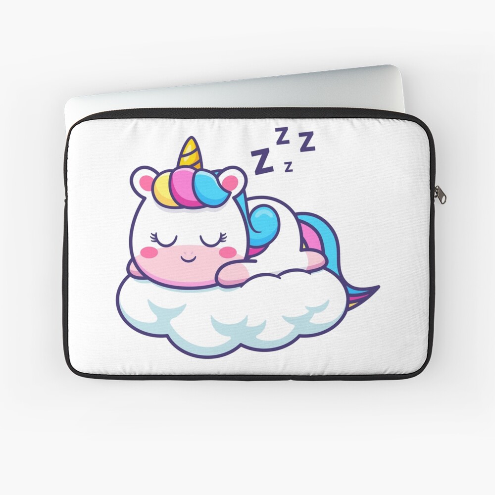Unicorn Sleeping on a Cloud Laptop Sleeve - unicorn fantasy design by HackerLooks