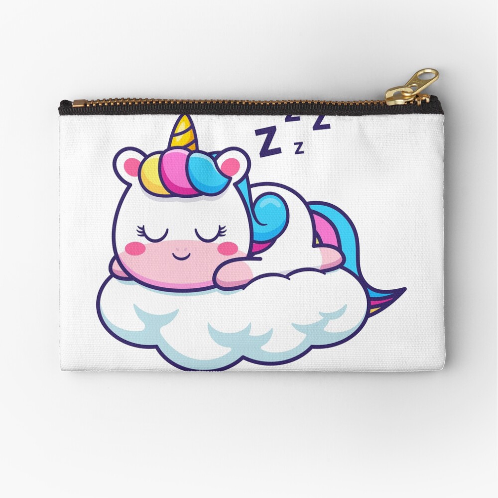 Unicorn Sleeping on a Cloud Zipper Pouch - unicorn fantasy design by HackerLooks