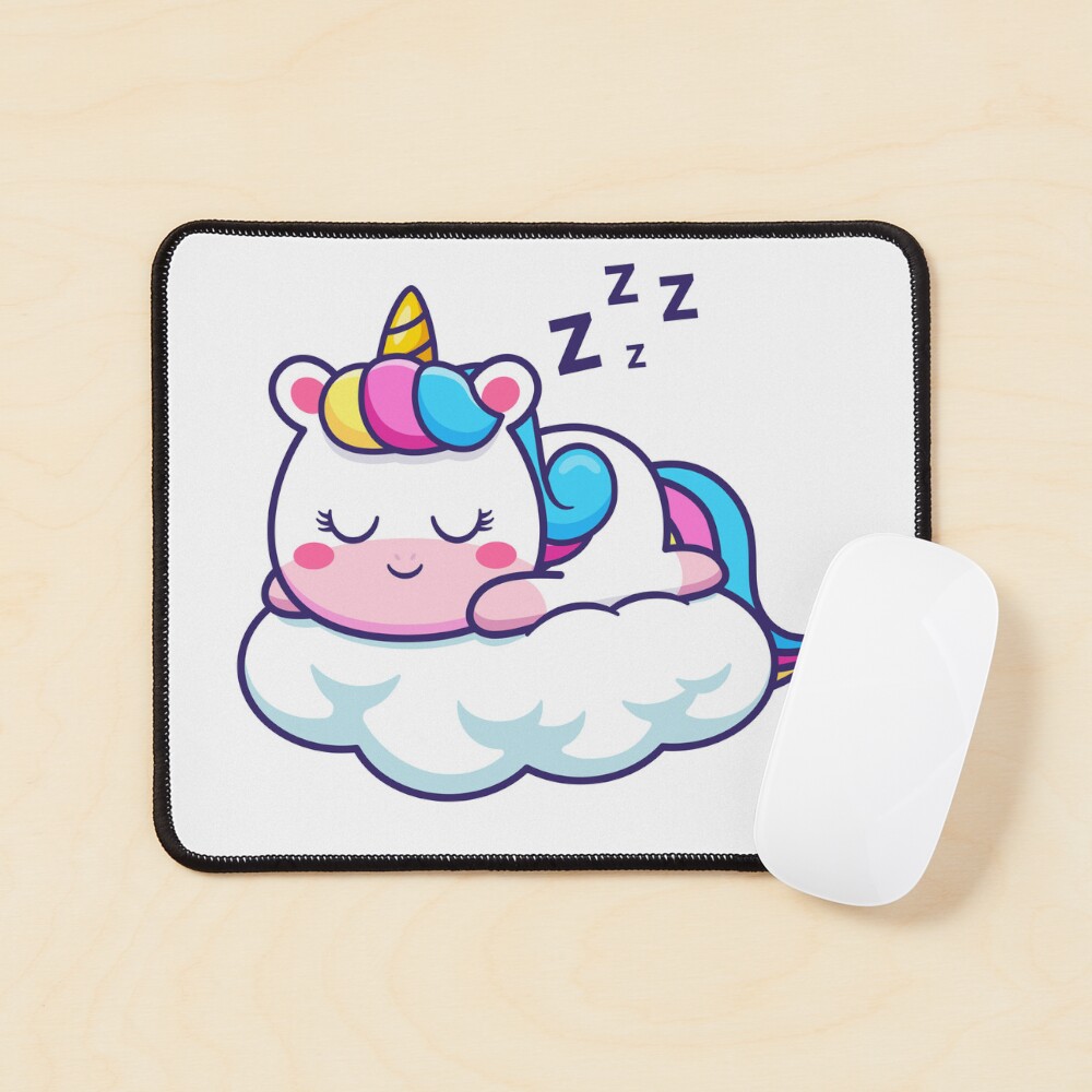 Unicorn Sleeping on a Cloud Mouse Pad - unicorn fantasy design by HackerLooks