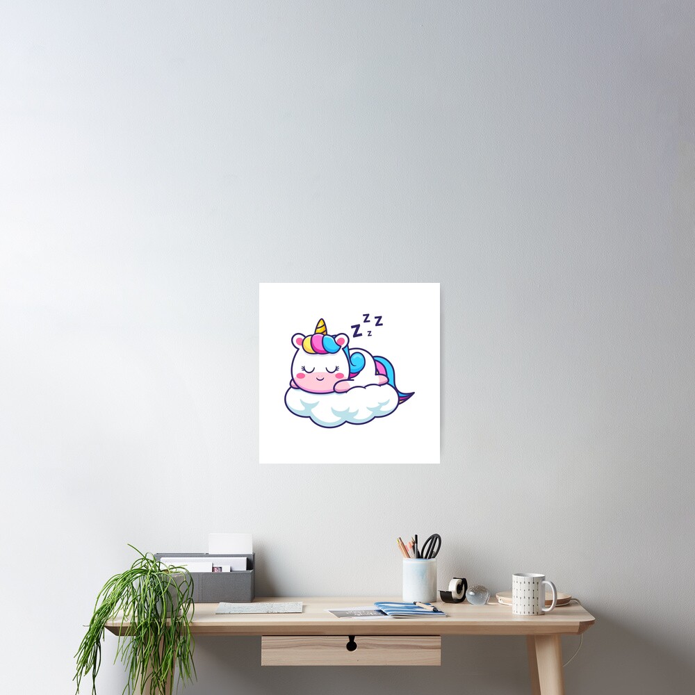 Unicorn Sleeping on a Cloud Wall Art design by HackerLooks