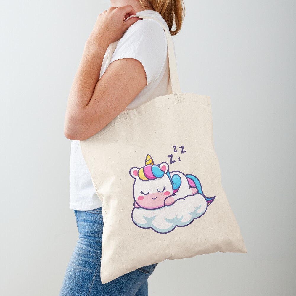 Unicorn Sleeping on a Cloud Bags design by HackerLooks