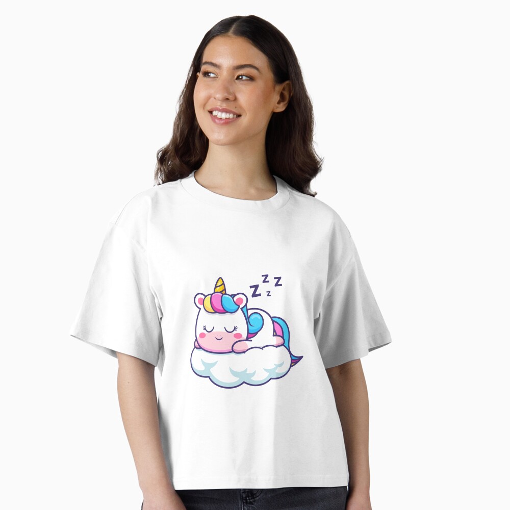 Unicorn Sleeping on a Cloud Boxy T-Shirt - unicorn fantasy design by HackerLooks