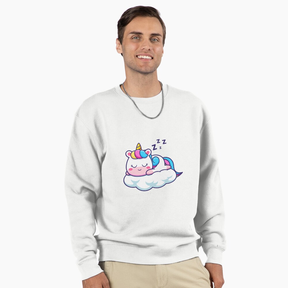 Unicorn Sleeping on a Cloud Pullover Sweatshirt - unicorn fantasy design by HackerLooks