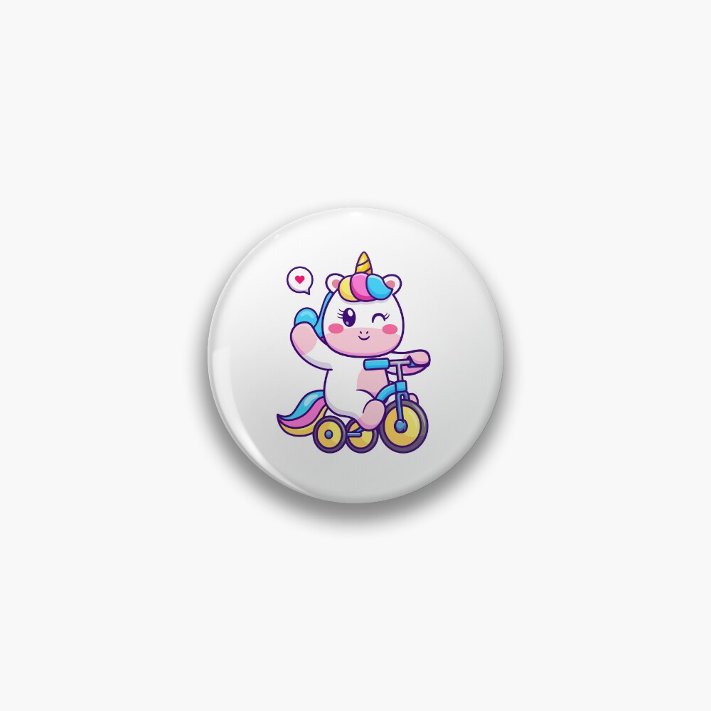 Unicorn on a Bike Pin - unicorn fantasy design by HackerLooks