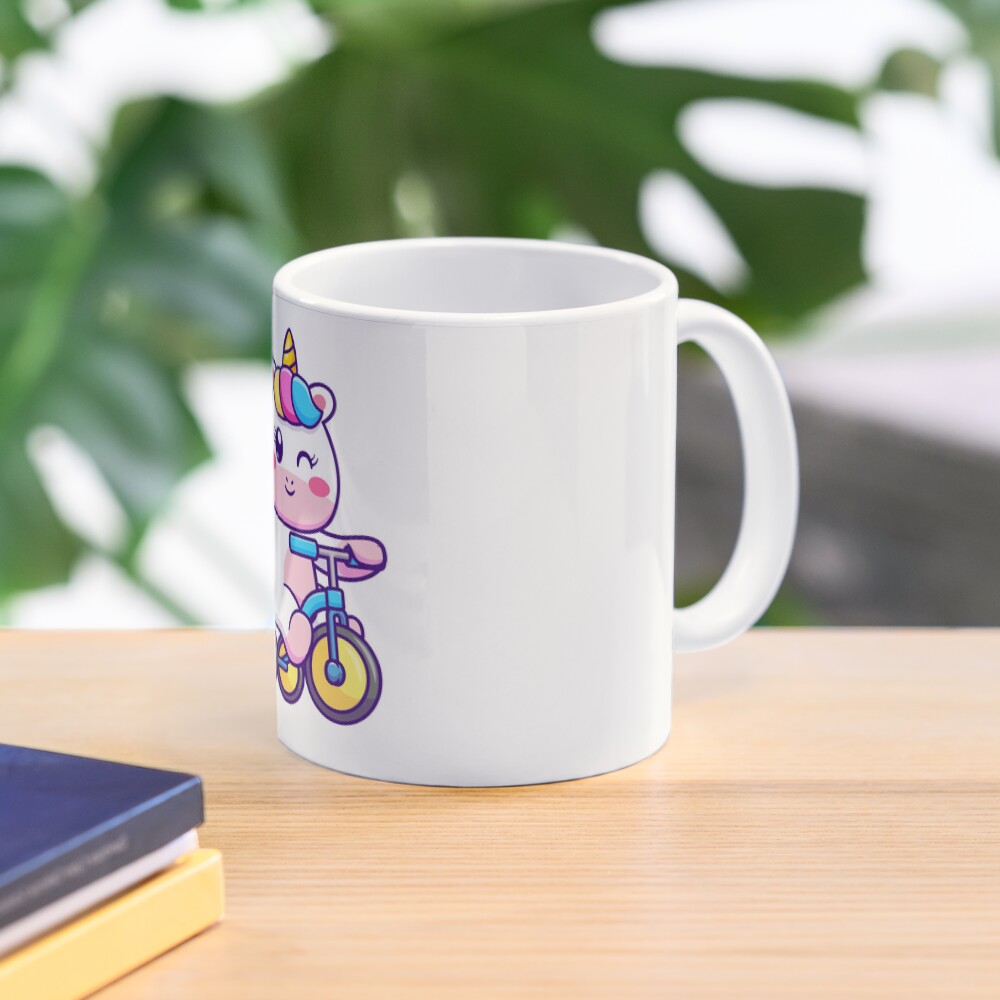 Unicorn on a Bike Classic Mug - unicorn fantasy design by HackerLooks