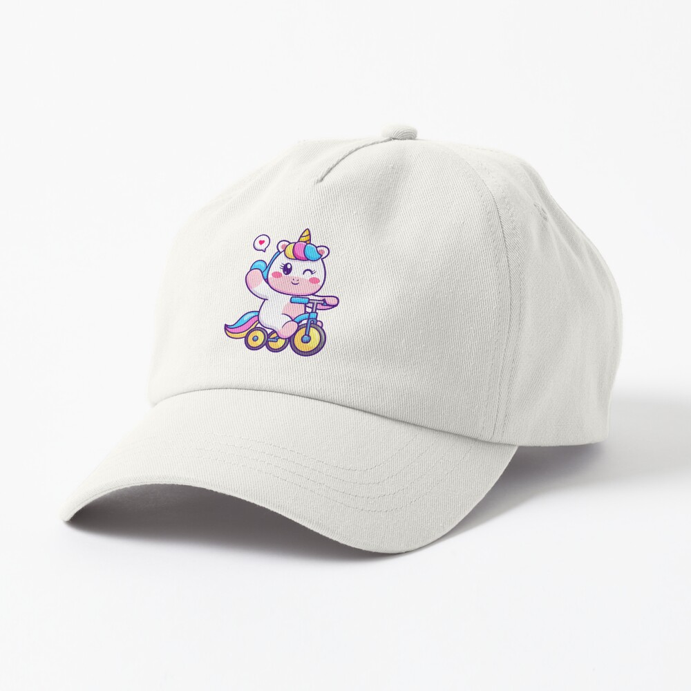 Unicorn on a Bike Dad Hat - unicorn fantasy design by HackerLooks