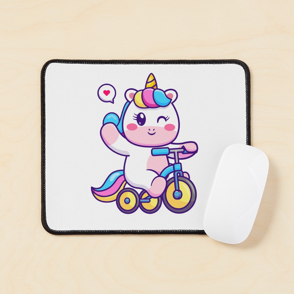 Unicorn on a Bike Mouse Pad - unicorn fantasy design by HackerLooks