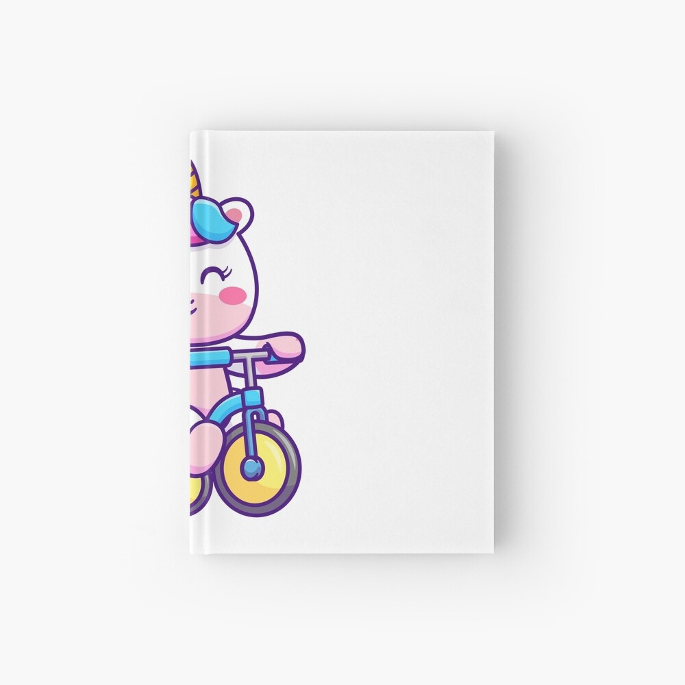 Unicorn on a Bike Hardcover Journal - unicorn fantasy design by HackerLooks