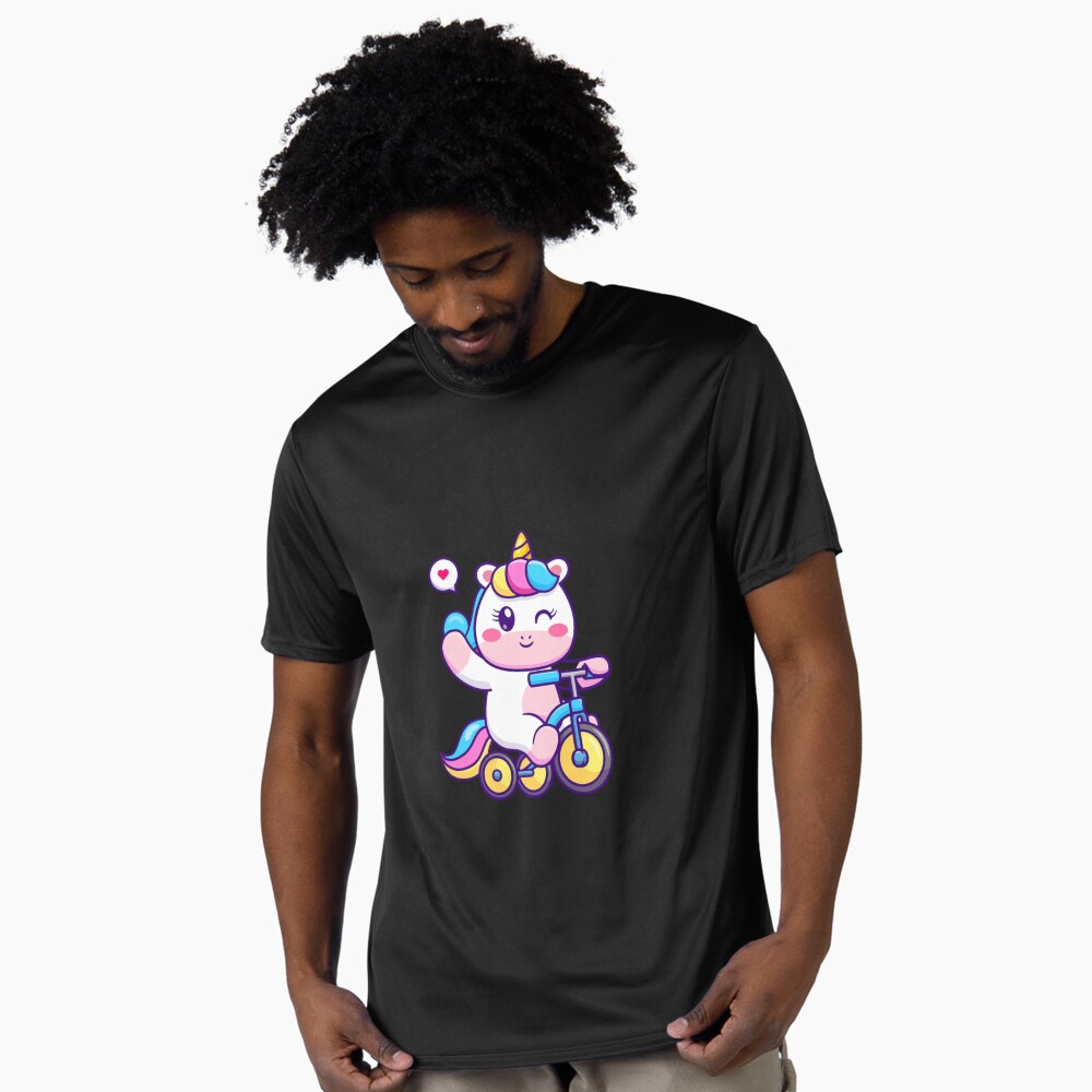 Unicorn on a Bike Active T-Shirt - unicorn fantasy design by HackerLooks