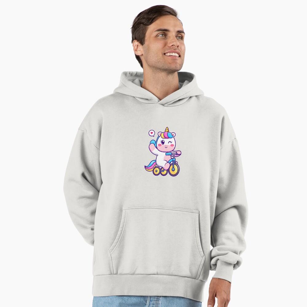 Unicorn on a Bike Premium Oversized Hoodie - unicorn fantasy design by HackerLooks