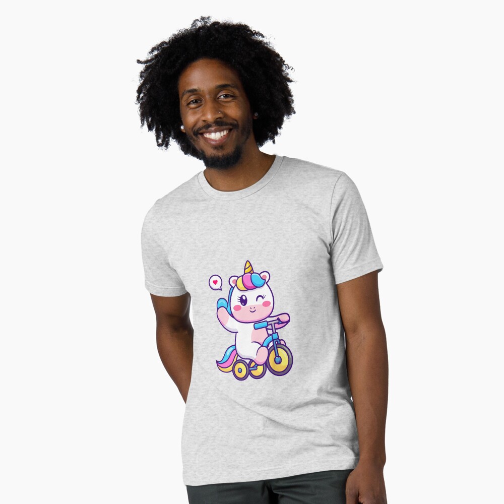 Unicorn on a Bike Tri-blend T-Shirt - unicorn fantasy design by HackerLooks