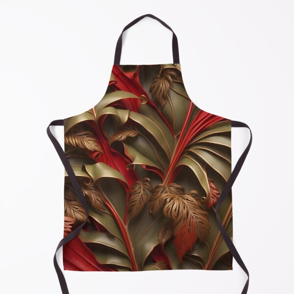 Item preview, Leaves in pale green and red - 3D relief pattern #27 designed and sold by GoldenEraArt.