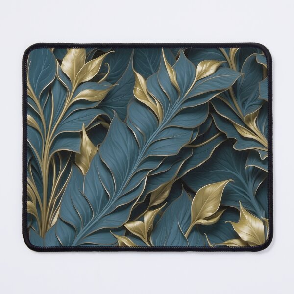Item preview, Foliage - 3D relief pattern in gold and teal #24 designed and sold by GoldenEraArt.