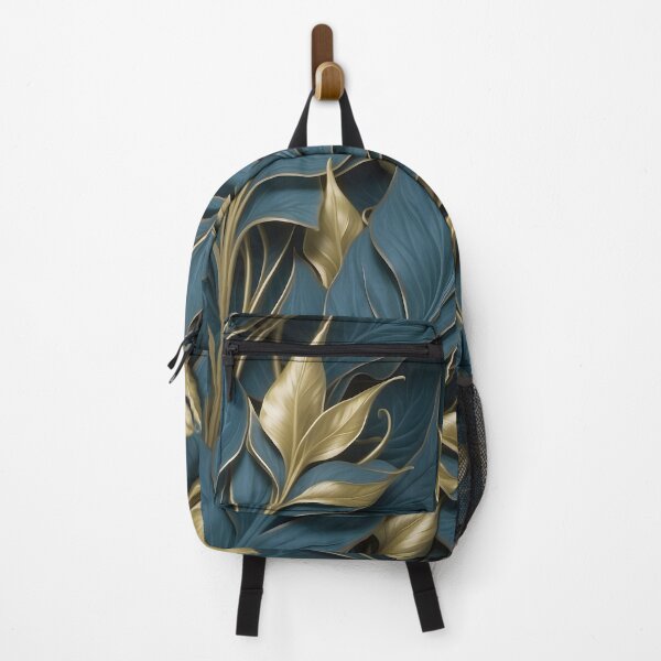 Item preview, Foliage - 3D relief pattern in gold and teal #24 designed and sold by GoldenEraArt.