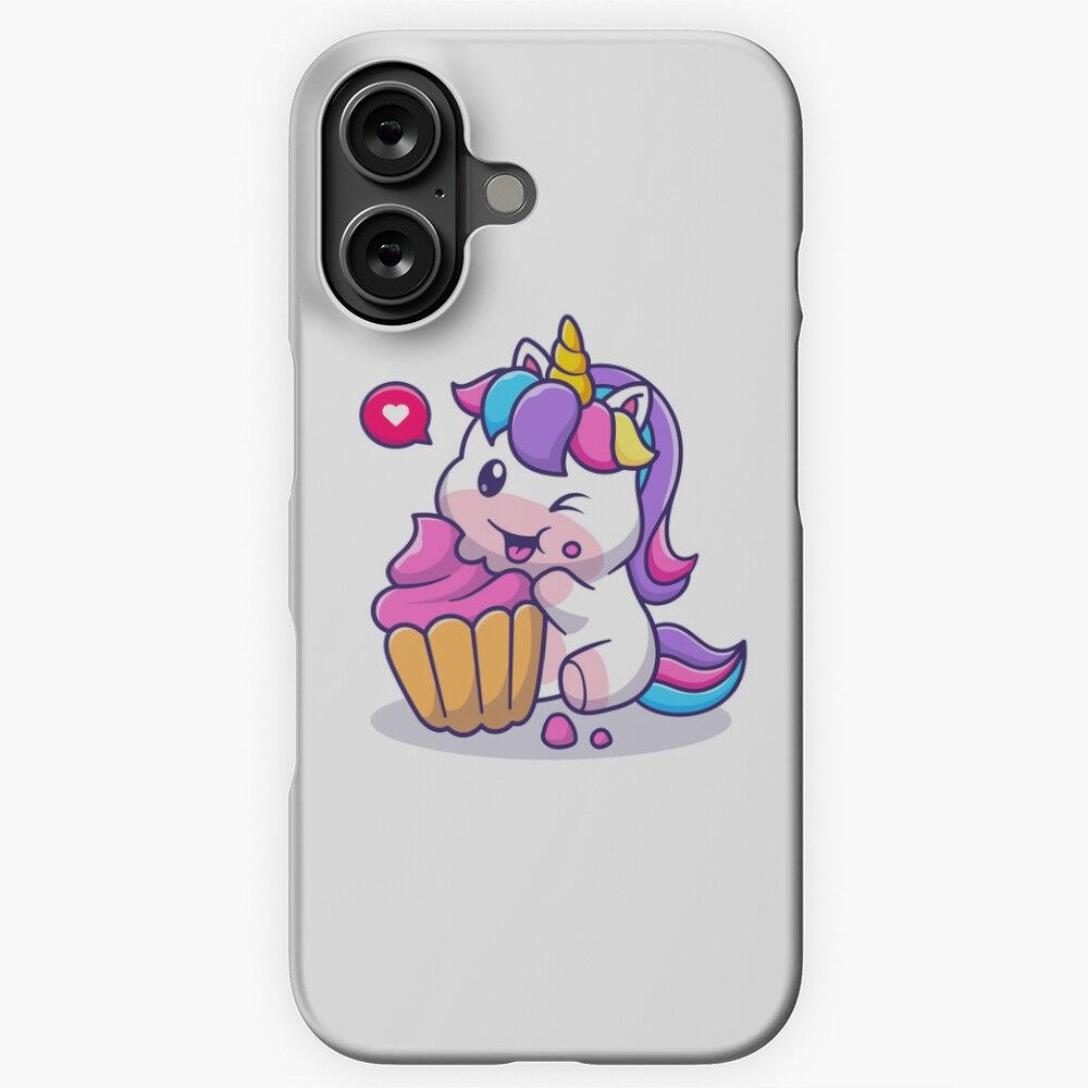 Super Cute Unicorn Eating Cake iPhone Snap Case - unicorn fantasy design by HackerLooks