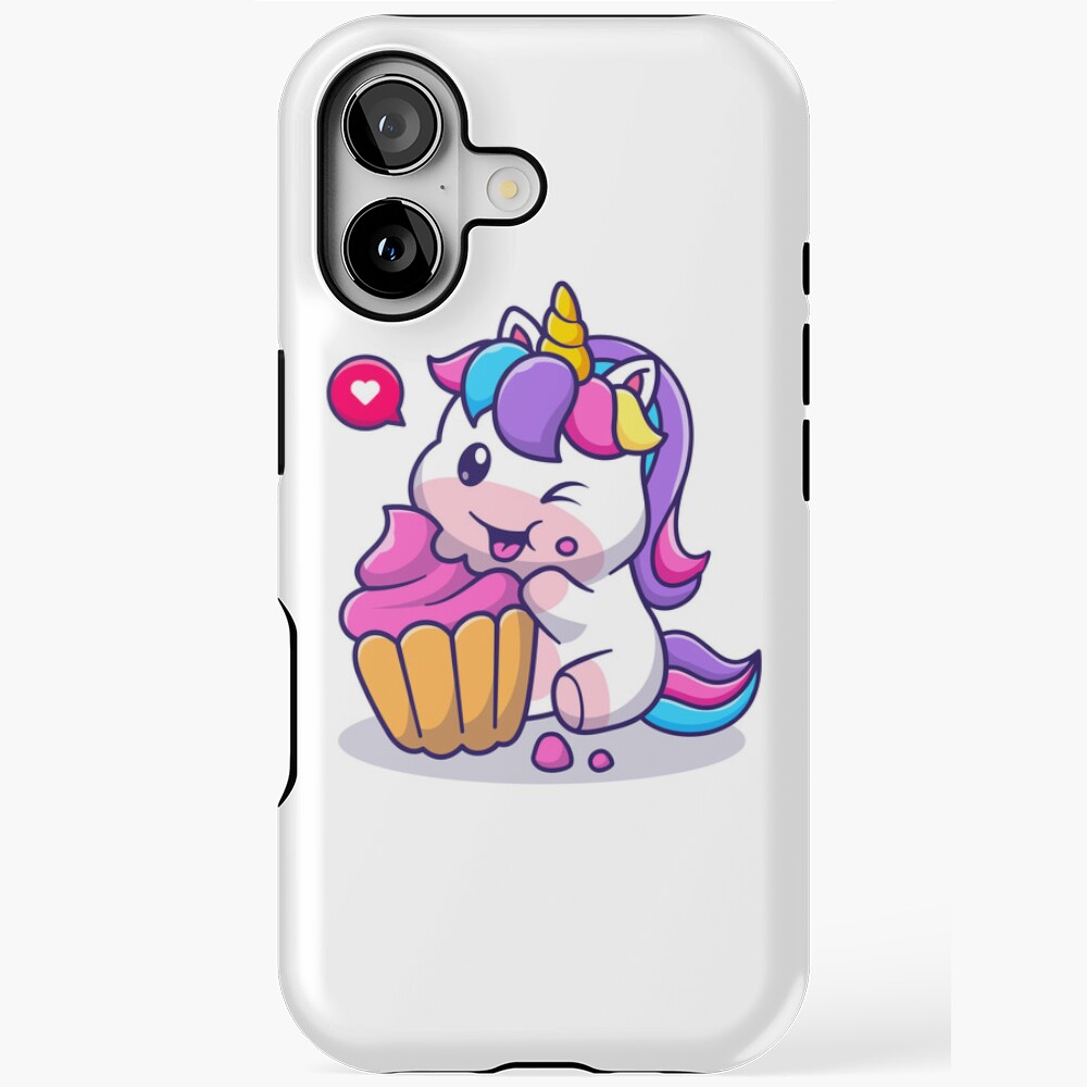Super Cute Unicorn Eating Cake iPhone Magsafe Tough Case - unicorn fantasy design by HackerLooks