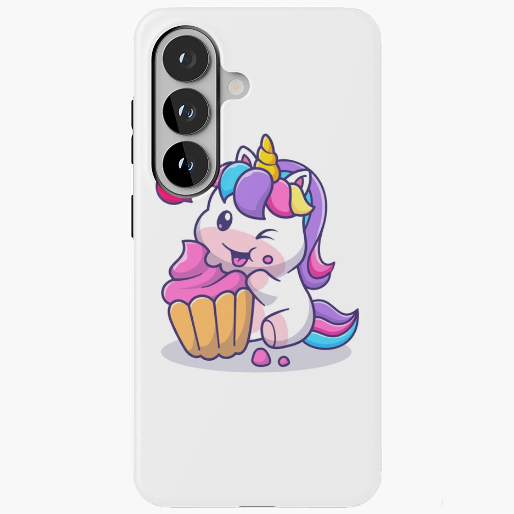 Super Cute Unicorn Eating Cake Samsung Galaxy Tough Case - unicorn fantasy design by HackerLooks
