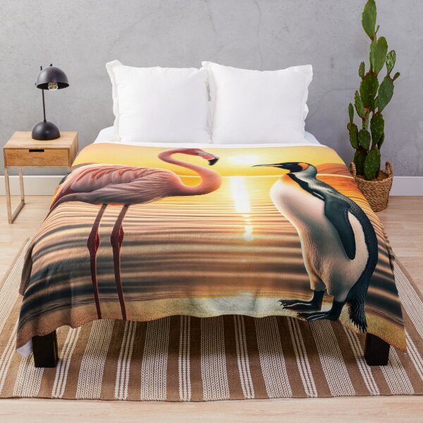 Item preview, Flamingo and Penguin Sunset Encounter designed and sold by sweetbelle.