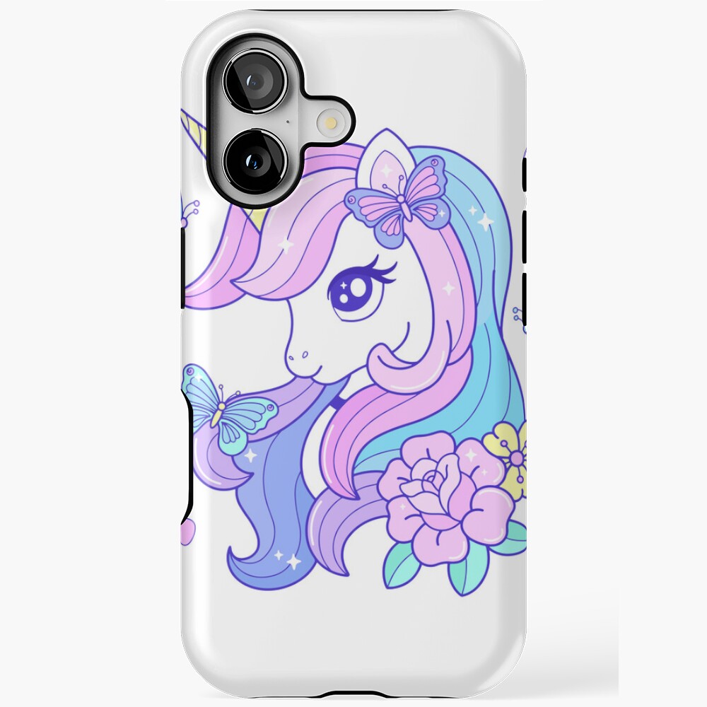 Beautiful Unicorn Butterfly & Flowers iPhone Magsafe Tough Case - unicorn fantasy design by HackerLooks