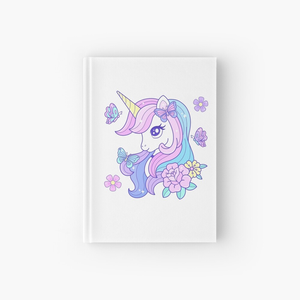 Beautiful Unicorn Butterfly & Flowers Hardcover Journal - unicorn fantasy design by HackerLooks