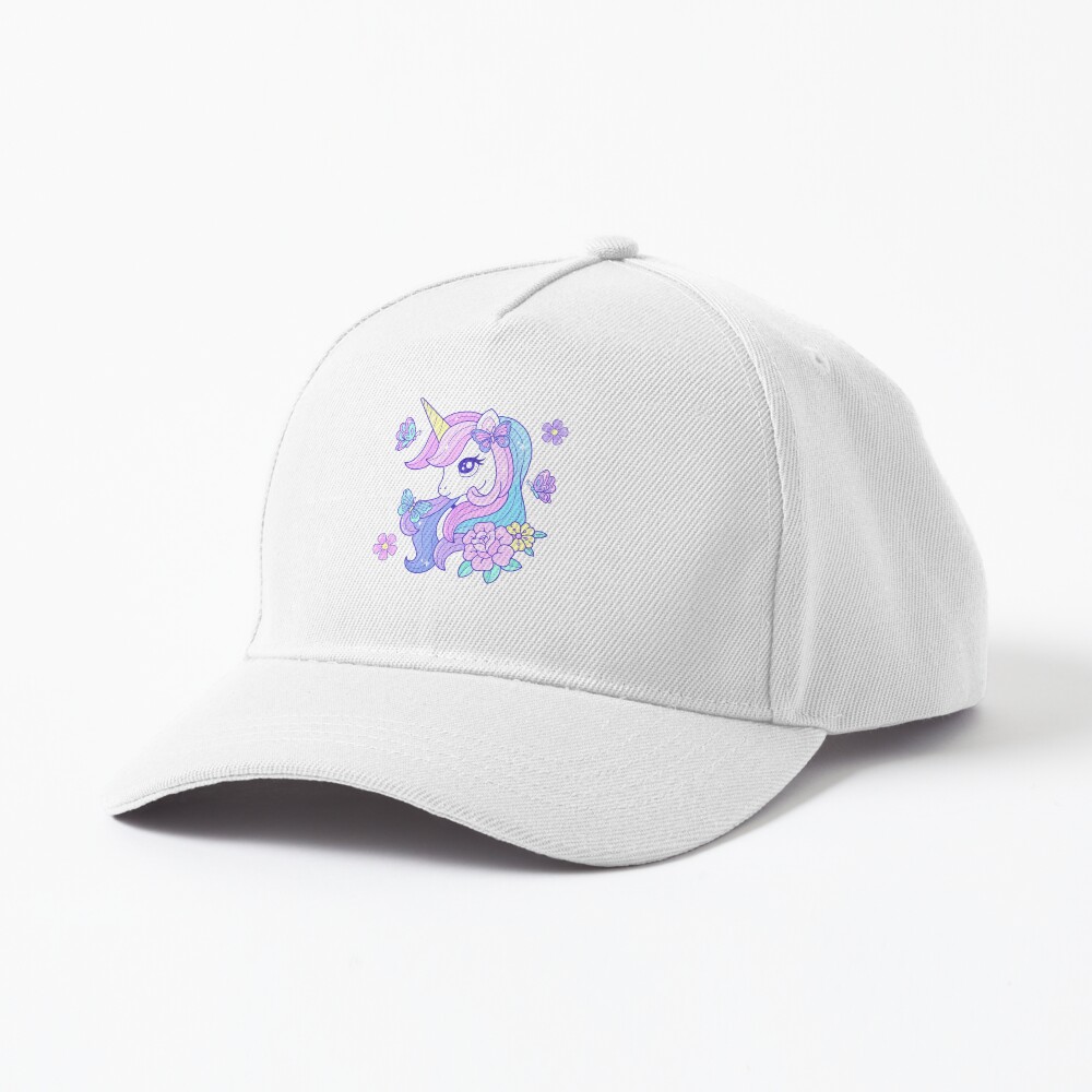 Beautiful Unicorn Butterfly & Flowers Baseball Cap - unicorn fantasy design by HackerLooks