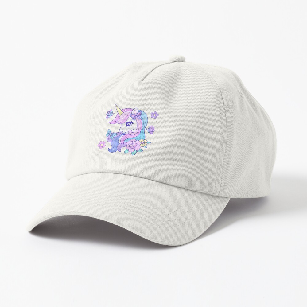 Beautiful Unicorn Butterfly & Flowers Dad Hat - unicorn fantasy design by HackerLooks