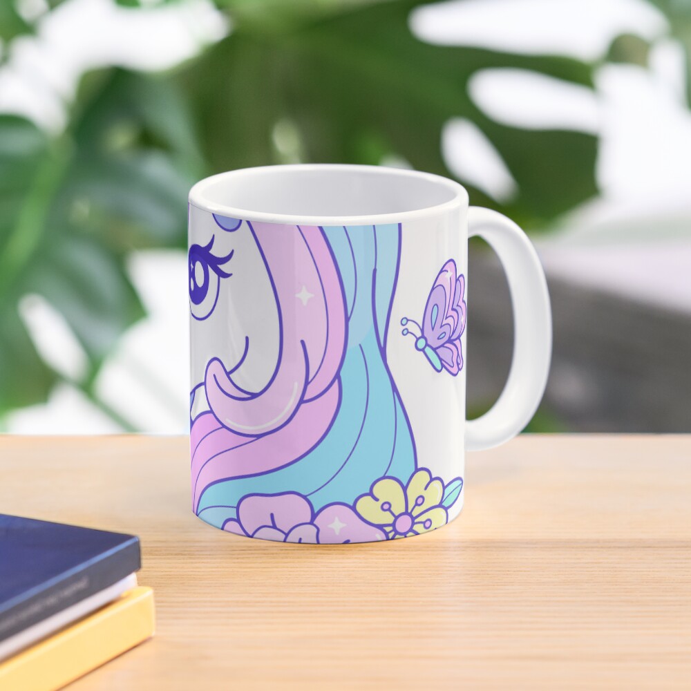 Beautiful Unicorn Butterfly & Flowers Classic Mug - unicorn fantasy design by HackerLooks