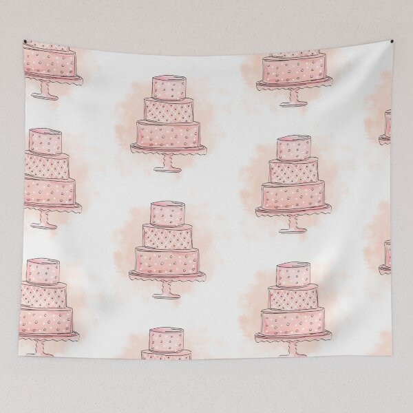 Item preview, Peach Color Watercolor Draft Style Cake Logo Design designed and sold by Angela Cini.