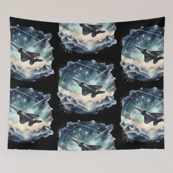 Item preview, Patriotic Starry Skies - Fighter Jet Mountains designed and sold by MnDShirts.