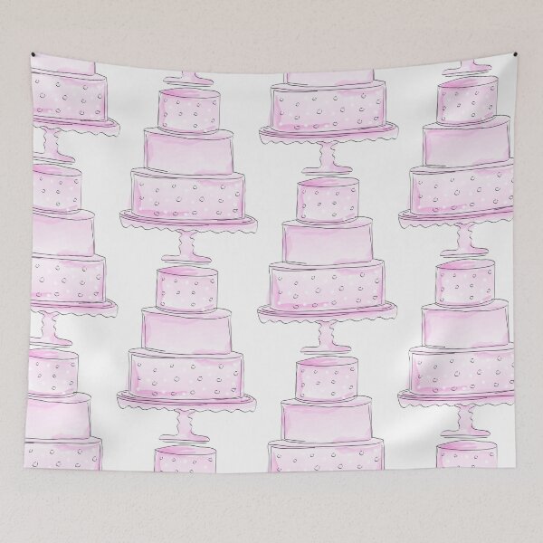 Item preview, Cute Pink Watercolor Draft Style Cake Logo Design for Bakery designed and sold by Angela Cini.