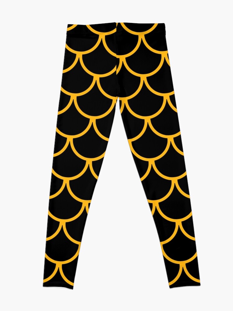 Disover Black & Gold Fish Scales Pattern Leggings
