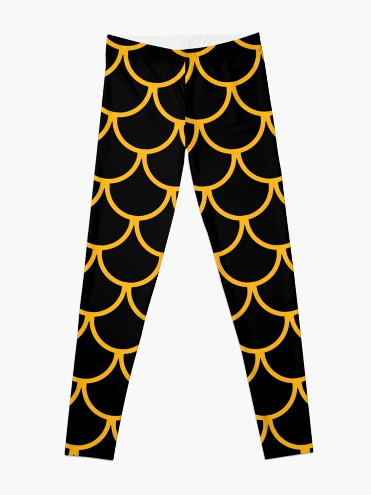 Disover Black & Gold Fish Scales Pattern Leggings