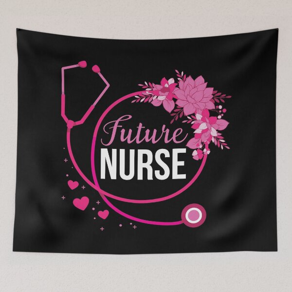 Item preview, Future Nurse Pink with Flowers, Hearts and Stethoscope  designed and sold by NawalMagdy.