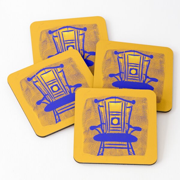 Item preview, ABSTRACT BLUE CHAIR ON ORANGE BACKGROUND - dePace' designed and sold by mrpropcake.