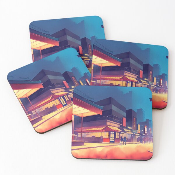 Item preview,  Vibrant cityscape, illuminated buildings, silhouetted people, evening ambiance. designed and sold by ArtComixHaven.