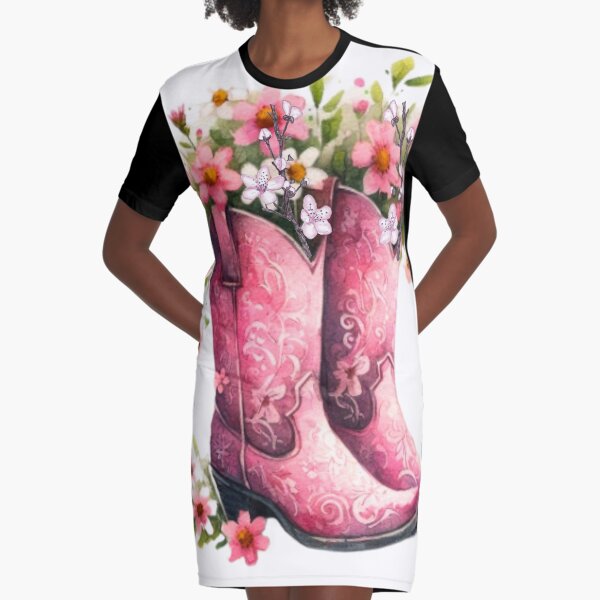 Vista previa del artículo con la obra «Botas de ramo de vaquera rosa», diseñado y vendido por RachelRebel.