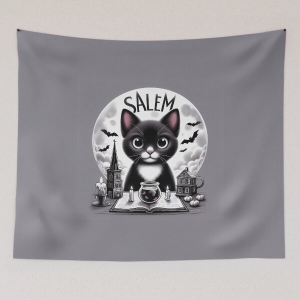 Item preview, Salem’s Enchanted Halloween: Black Cat Conjures Under Moonlight designed and sold by DethLock.