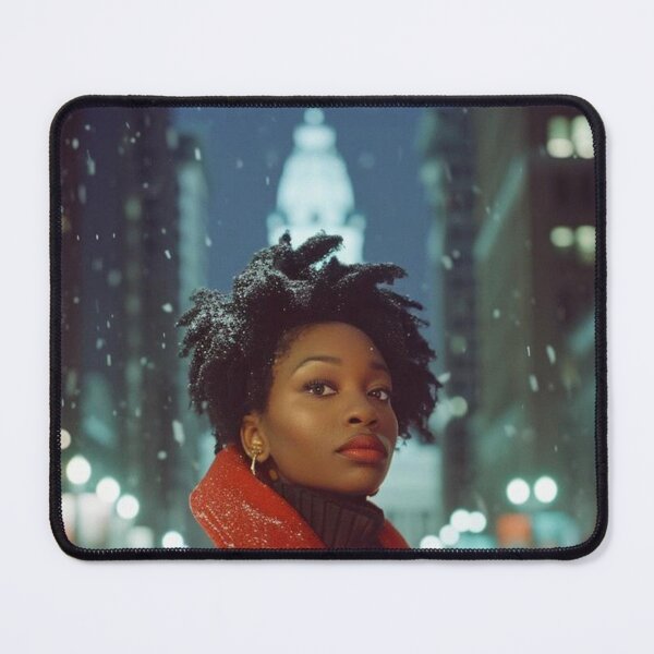 Item preview, Snowy Winter photoshoot beautiful black woman with natural hair, Ai Model designed and sold by CurviRadiance.