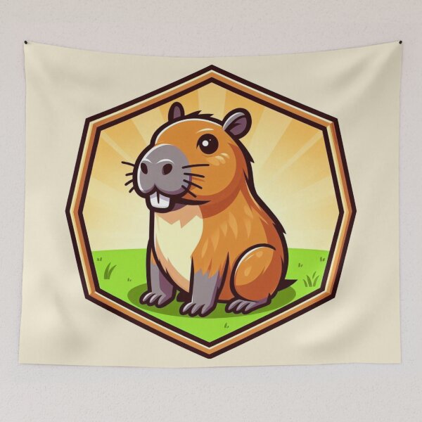 Item preview, Capybara Cartoon Illustration Adorable Sunshine Cute designed and sold by CoffeeIsATrip.