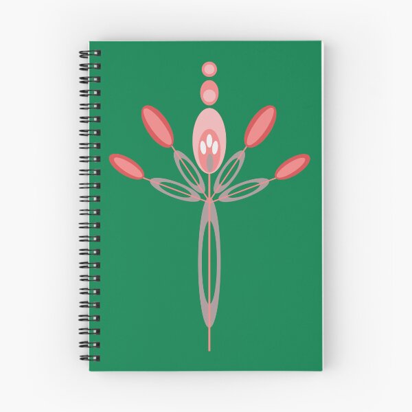 Item preview, graphic blossom, red tones on green, simple, country house, modern, garden, retro, 70s designed and sold by nun-design.