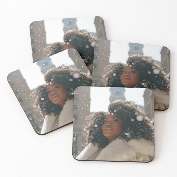 Item preview, Snowy Winter photoshoot beautiful black woman with natural hair, Ai Model designed and sold by CurviRadiance.