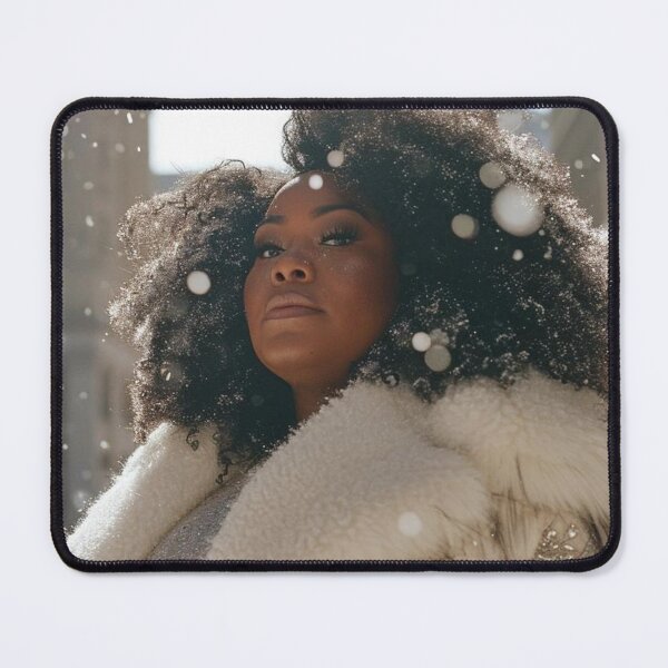Item preview, Snowy Winter photoshoot beautiful black woman with natural hair, Ai Model designed and sold by CurviRadiance.