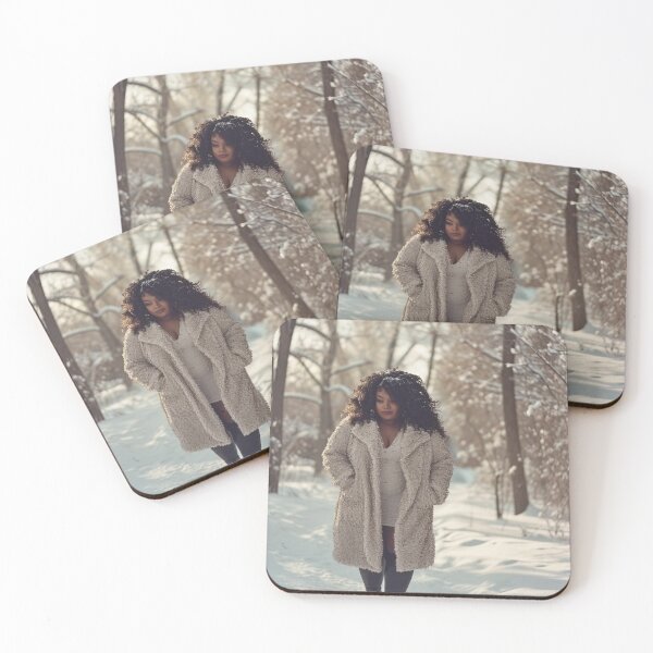 Item preview, Snowy Winter photoshoot beautiful black woman with natural hair, Ai Model designed and sold by CurviRadiance.
